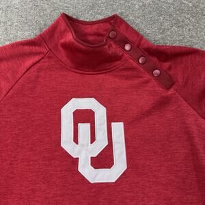 Colosseum Oklahoma Sooners Half Snap Mock Neck Pullover Womens XL Red And White